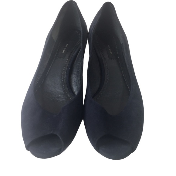 Marc Jacobs blue suede peep-toe pumps chunky low heel Size 37.5 / 7.5 - Picture 3 of 9